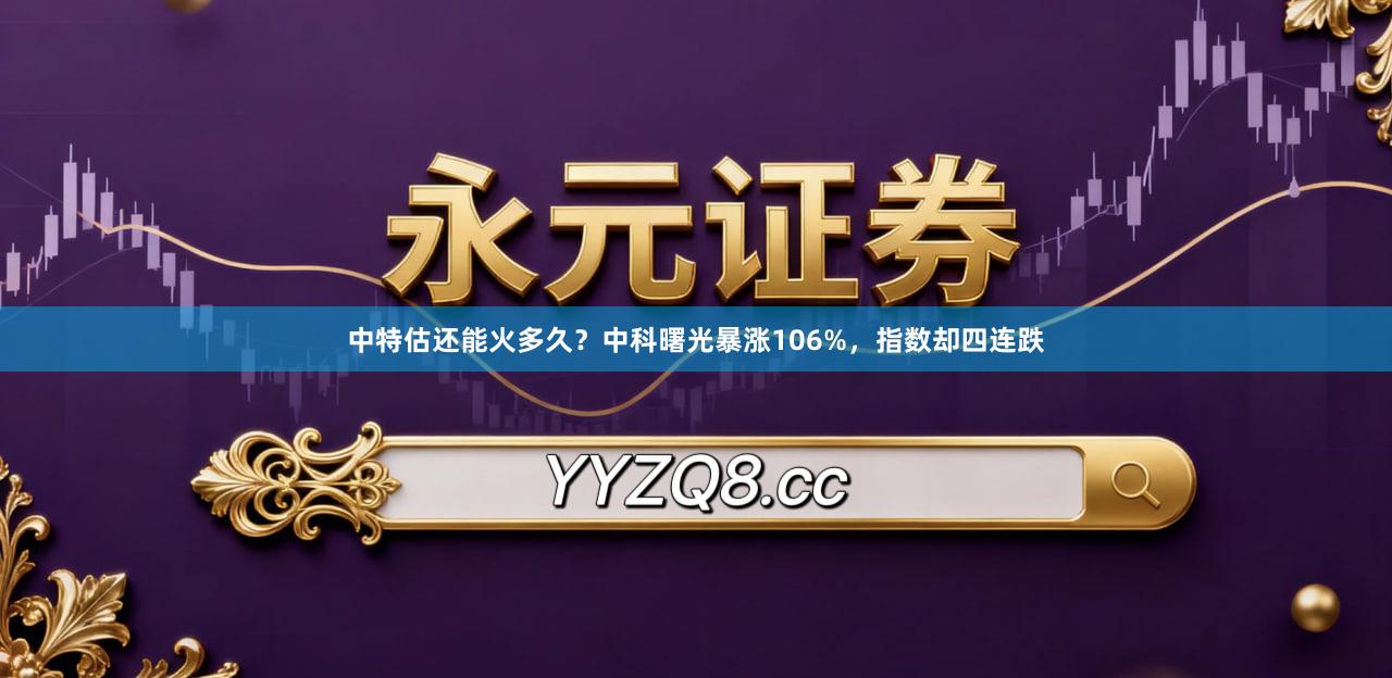 中特估还能火多久？中科曙光暴涨106%，指数却四连跌